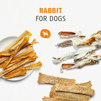 Kauartikel und Leckerchen vom Kaninchen für Hunde