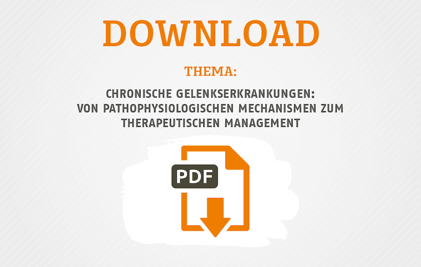 Vortrag Chronische Gelenkserkrankungen: von pathophysiologischen Mechanismen zum therapeutischen Management