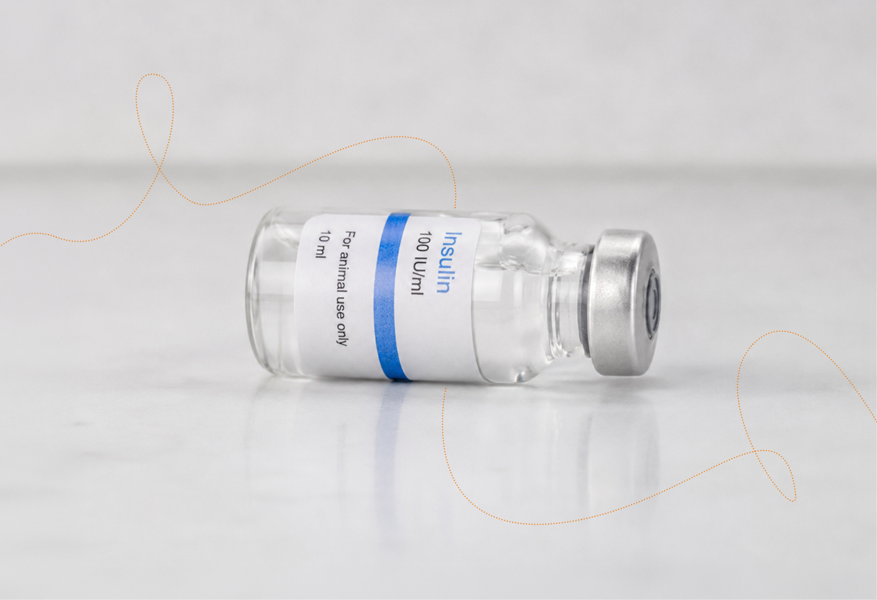 Fl�schchen mit Insulin liegt auf einem Tisch