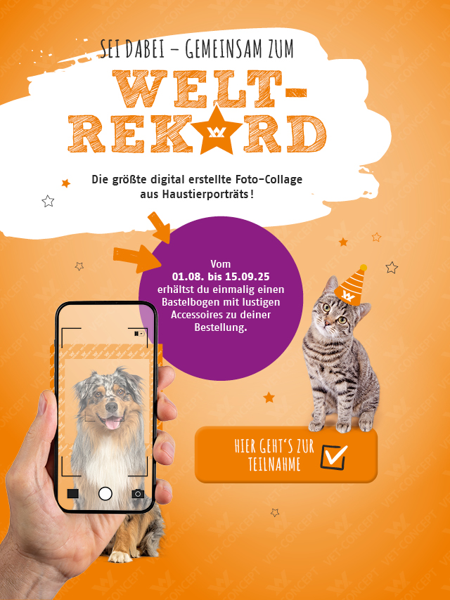 Vet-Concept Weltrekord: Hilf uns dabei, die größte digital erstellte Haustier-Collage der Welt zu gestalten