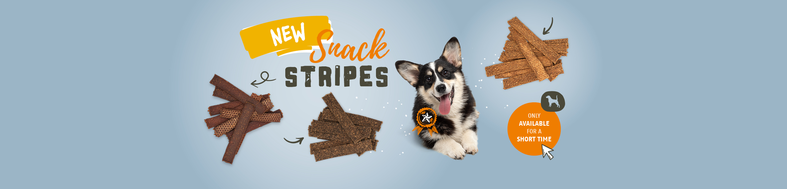 Jetzt Neu im Sortiment. Snack-Stripes in 3 verschiedenen Sorten