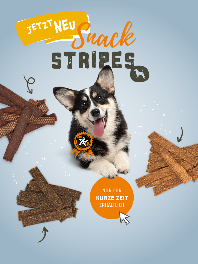 Jetzt Neu im Sortiment. Snack-Stripes in 3 verschiedenen Sorten