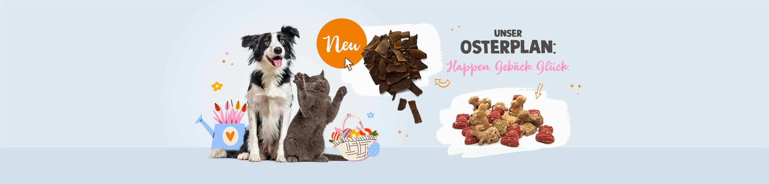 Unser Osterplan: Happen. Geb�ck. Gl�ck. Jetzt Neu in unserem Sortiment, Osterhappen und Ostergeb�ck