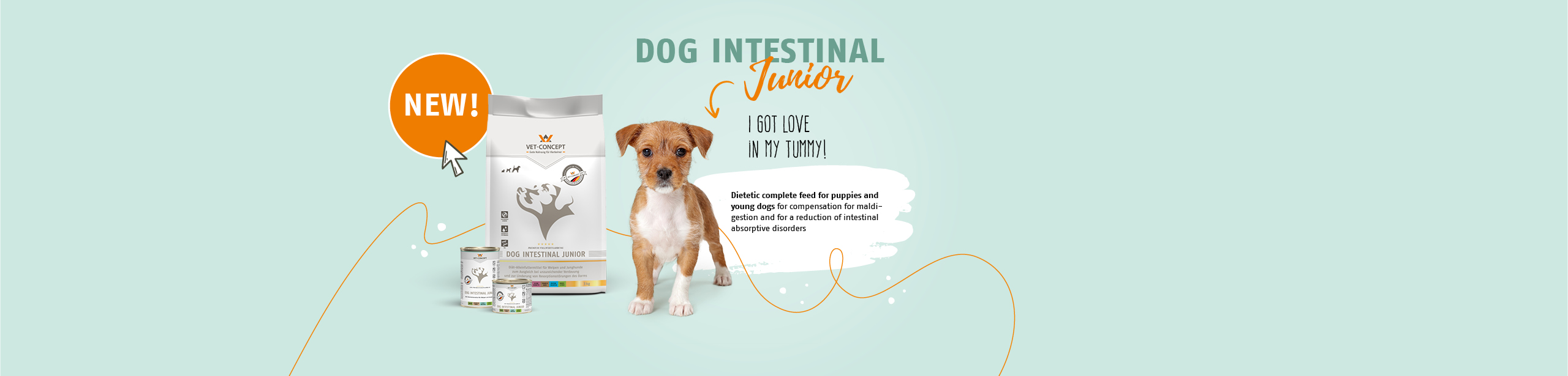 Jetzt Neu: Dog Intestinal Junior. Diät-Alleinfuttermittel für Welpen und Junghunde