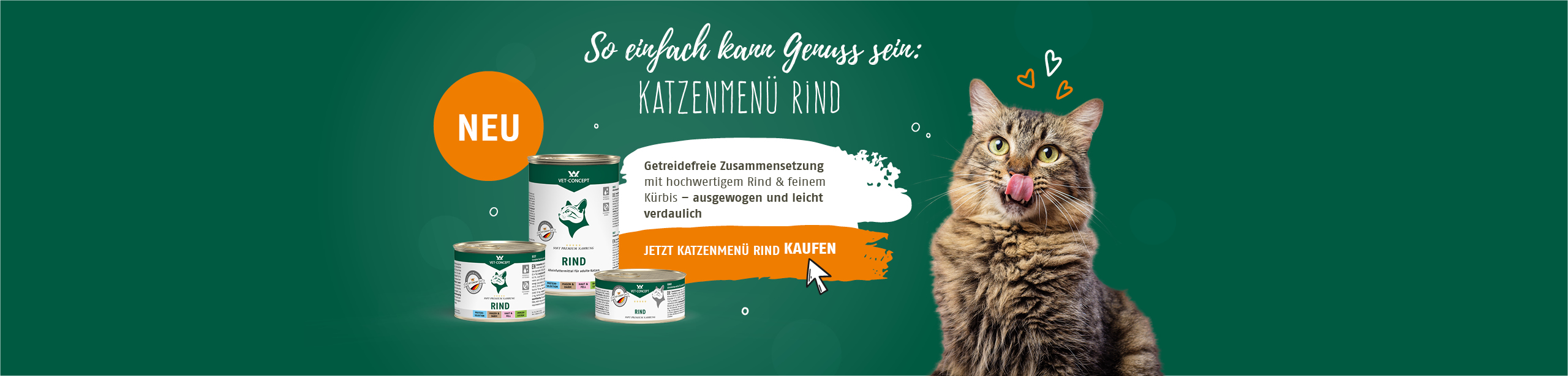 So einfach kann Genuss sein: Katzenmen� Rind. Jetzt Neu in unserem Sortiment. Getreidefreie Zusammensetzung mit hochwertigem Rind und feinem K�rbis.