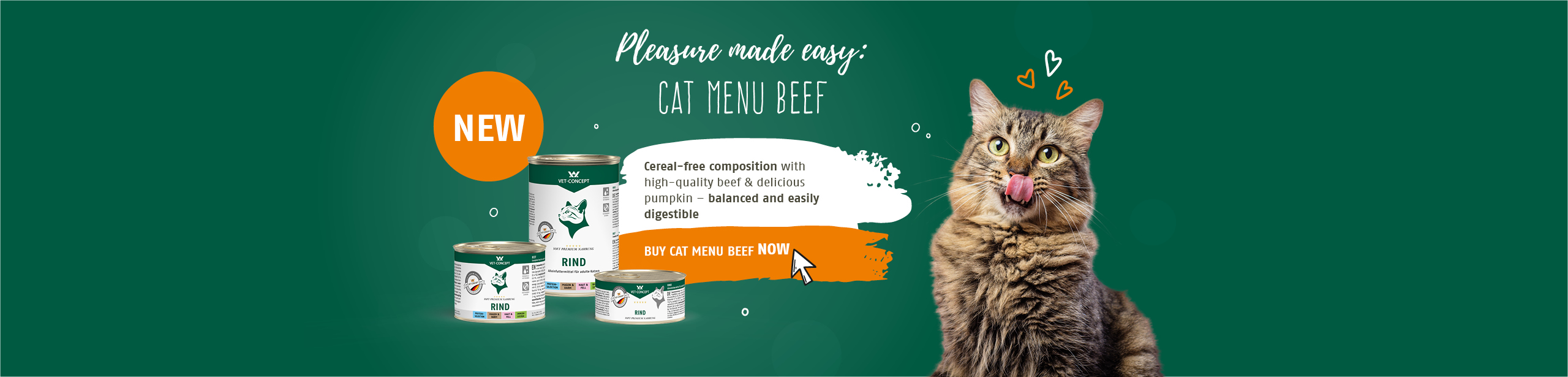 So einfach kann Genuss sein: Katzenmen� Rind. Jetzt Neu in unserem Sortiment. Getreidefreie Zusammensetzung mit hochwertigem Rind und feinem K�rbis.