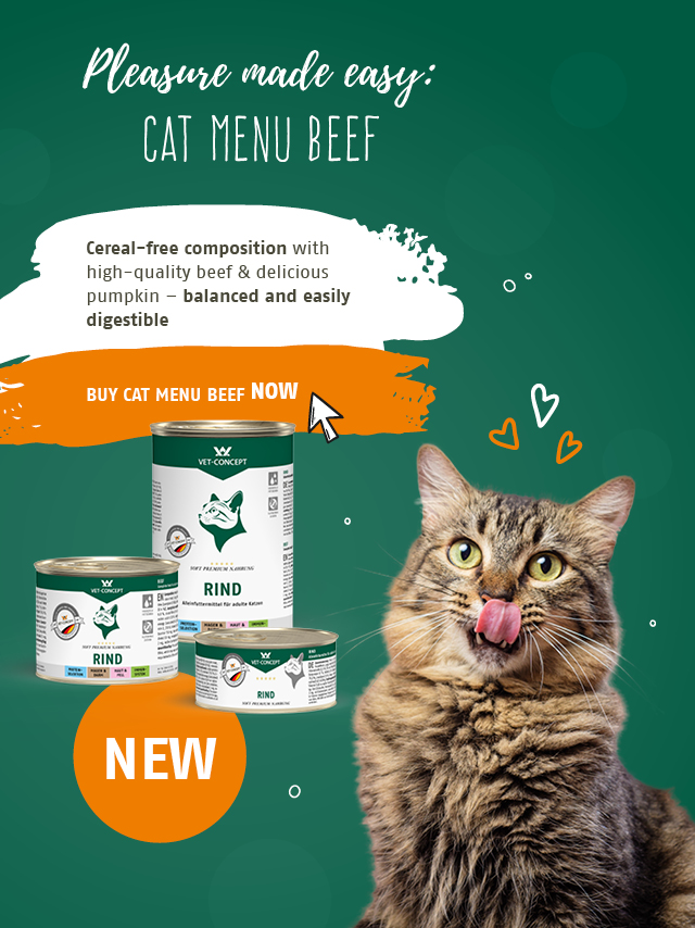 So einfach kann Genuss sein: Katzenmen� Rind. Jetzt Neu in unserem Sortiment. Getreidefreie Zusammensetzung mit hochwertigem Rind und feinem K�rbis.