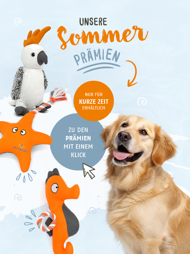 Jetzt neu in unserem Pr�mienshop. Unsere Sommerpr�mien: Seestern Florian, Seepferdchen Marco und Kakadu Karl. Jetzt die neuen Spielzeuge f�r Ihre Vierbeiner entdecken.