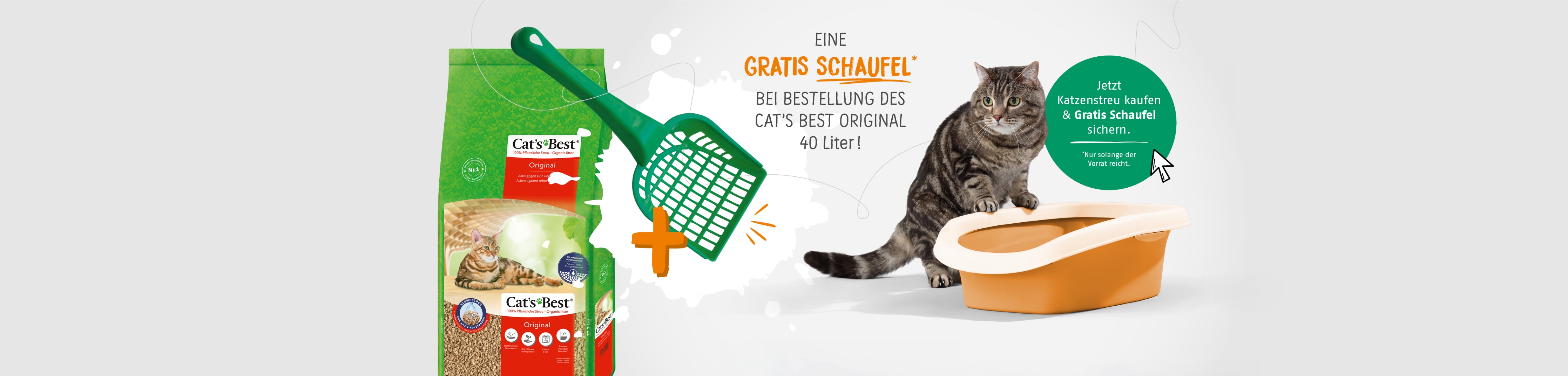 Jetzt Katzenstreu Cat's Best Original 40 Liter kaufen und eine Gratis Schaufel sichern