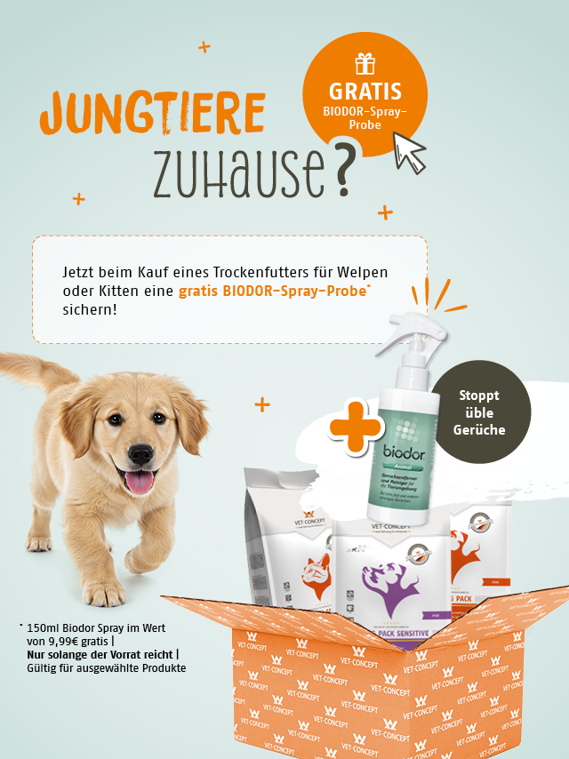 Gratis Biodor-Spray-Probe beim Kauf eines Trockenfutters f�r Welpen oder Kitten
