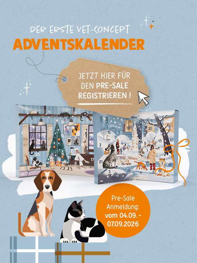 Der Vet-Concept Adventskalender. Vom 04.09. bis einschlie�lich 07.09.2026 k�nnen Sie sich f�r unseren exklusiven Pre-Sale registrieren.